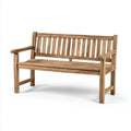 Banc de jardin 2 places brun naturel en bois de teck massif rectangulaire 120 x 58 x 90 cm