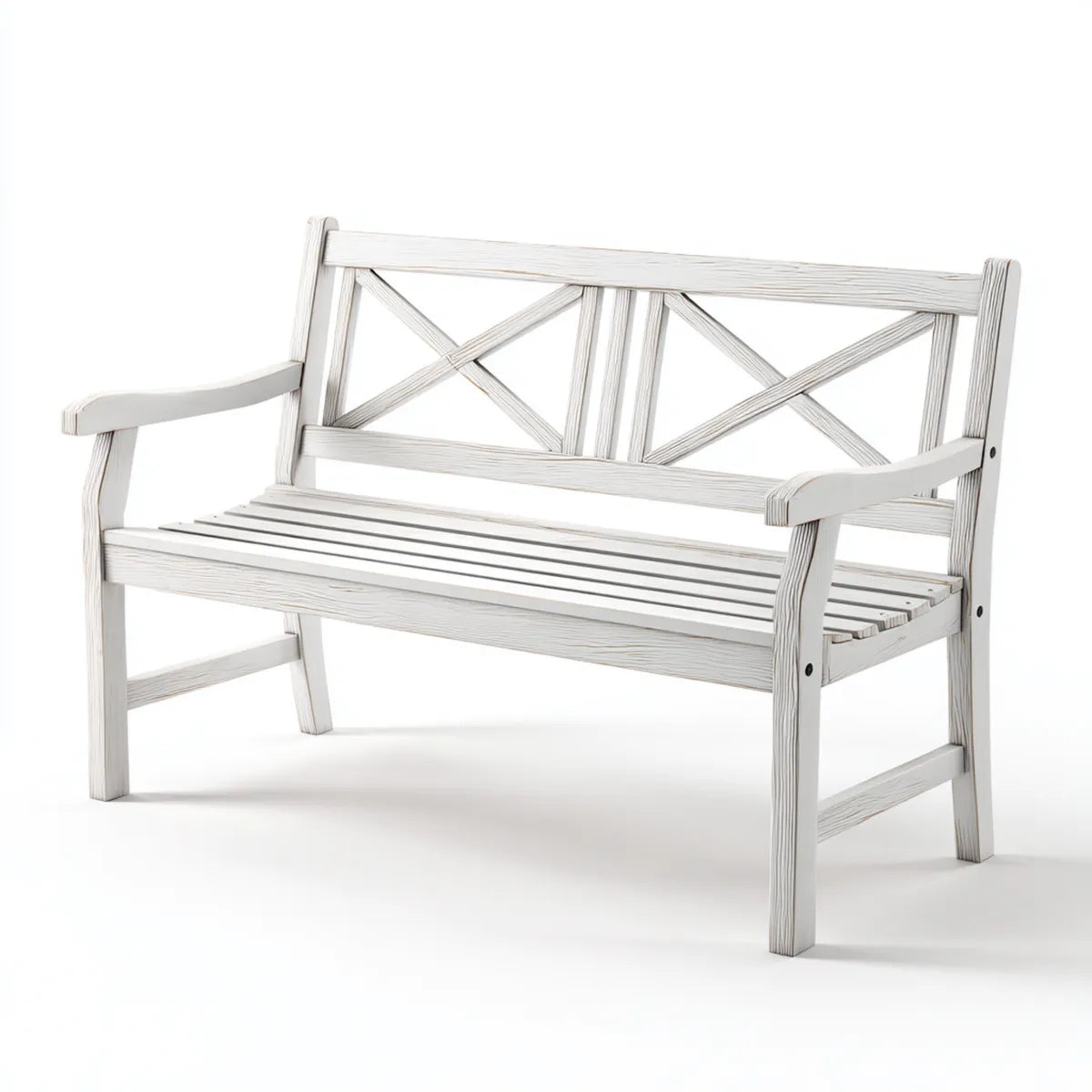 Banc de jardin 2 places blanc en bois massif rectangulaire 120 x 60 x 90 cm