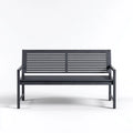 Banc de jardin 2 places noir en acier thermolaqué rectangulaire 120 x 60 x 85 cm