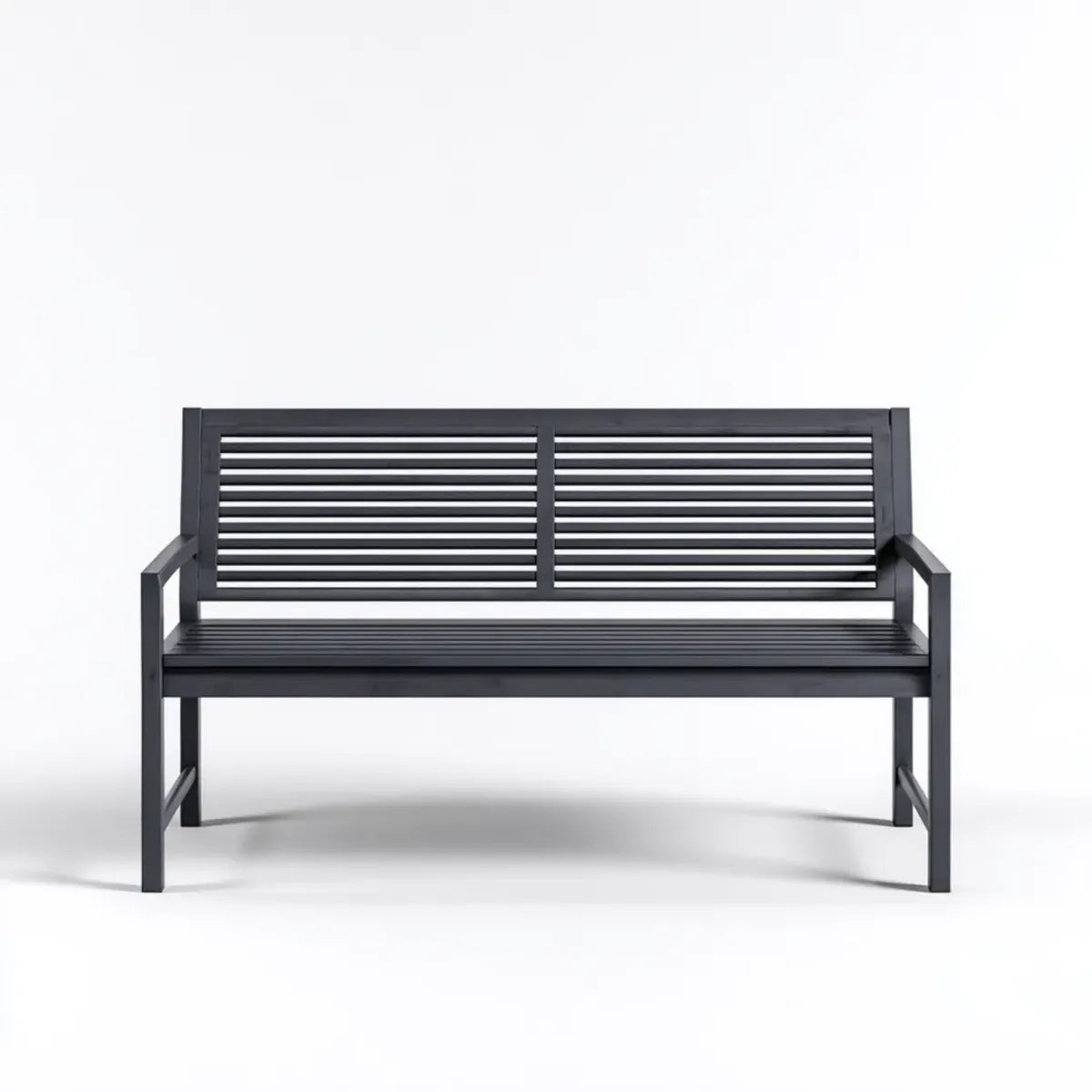 Banc de jardin 2 places noir en acier thermolaqué rectangulaire 120 x 60 x 85 cm