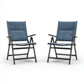 Lot de 2 fauteuils de jardin pliants bleu et noir en acier et textilène 58 x 69 x 110 cm