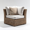 Fauteuil lounge de jardin carré beige et naturel 85 x 85 x 78 cm en rotin PE avec coussins en polyester