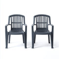Lot de 2 fauteuils de jardin anthracite 56 x 54 x 80 cm en polypropylène avec dossier arrondi