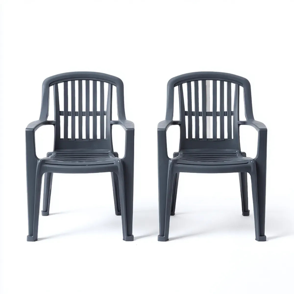 Lot de 2 fauteuils de jardin anthracite 56 x 54 x 80 cm en polypropylène avec dossier arrondi