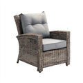 Fauteuil lounge de jardin gris 68 x 75 x 90 cm en rotin synthétique avec coussins polyester
