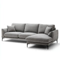 Canapé d'angle 4 places gris en polyester côtelé avec méridienne droite 280 x 160 x 85 cm