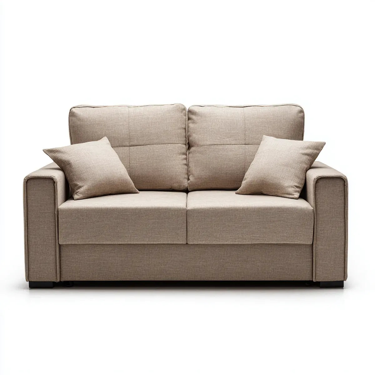 Canapé 2 places droit beige 170 x 90 x 88 cm en polyester