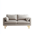 Canapé 2 places gris clair en velours de polyester avec pieds dorés 160 x 85 x 85 cm