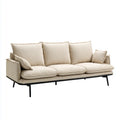 Canapé 3 places droit beige en polyester avec structure en acier 220 x 90 x 85 cm