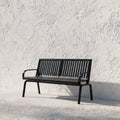 Banc de jardin 2 places noir 122 x 62 x 80 cm en acier à lattes rectangulaire