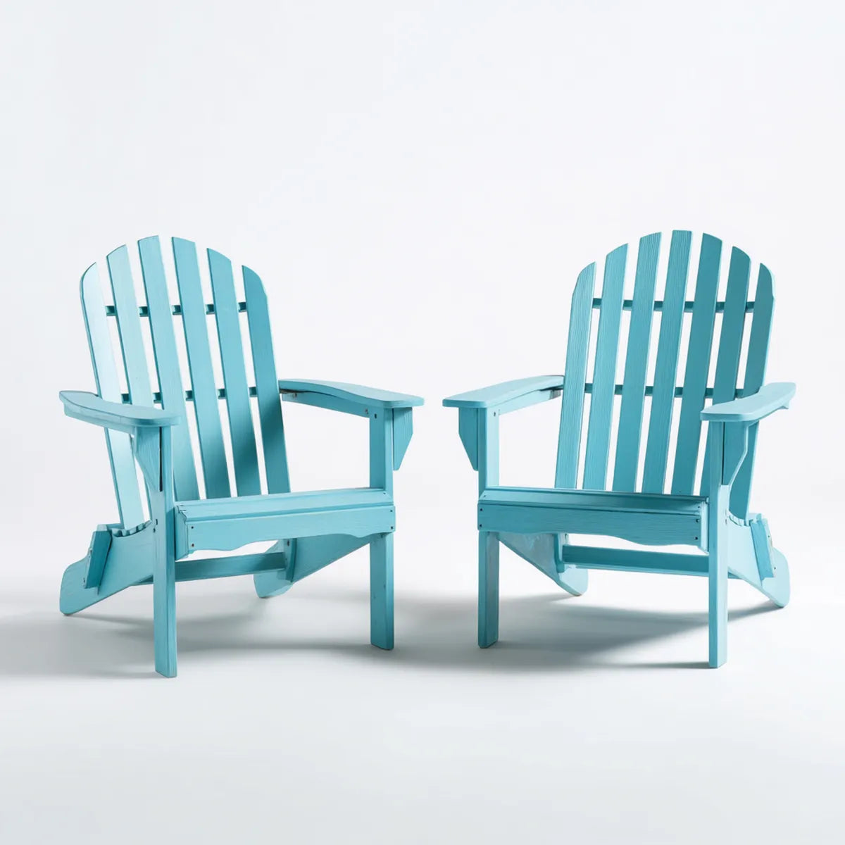 Lot de 2 fauteuils Adirondack de jardin bleu turquoise en sapin massif à dossier éventail 79 x 83 x 95 cm