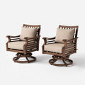 Lot de 2 fauteuils lounge de jardin pivotants marron beige en acacia massif 78 x 80 x 94 cm avec coussins polyester