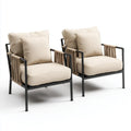 Lot de 2 fauteuils lounge de jardin beige en acier et corde polyester 72 x 78 x 78 cm
