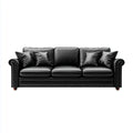 Canapé droit 3 places noir 230 x 95 x 90 cm en cuir synthétique PU rectangulaire