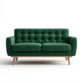 Canapé 2 places vert foncé 150 x 82 x 86 cm en polyester forme droite pieds en bois massif
