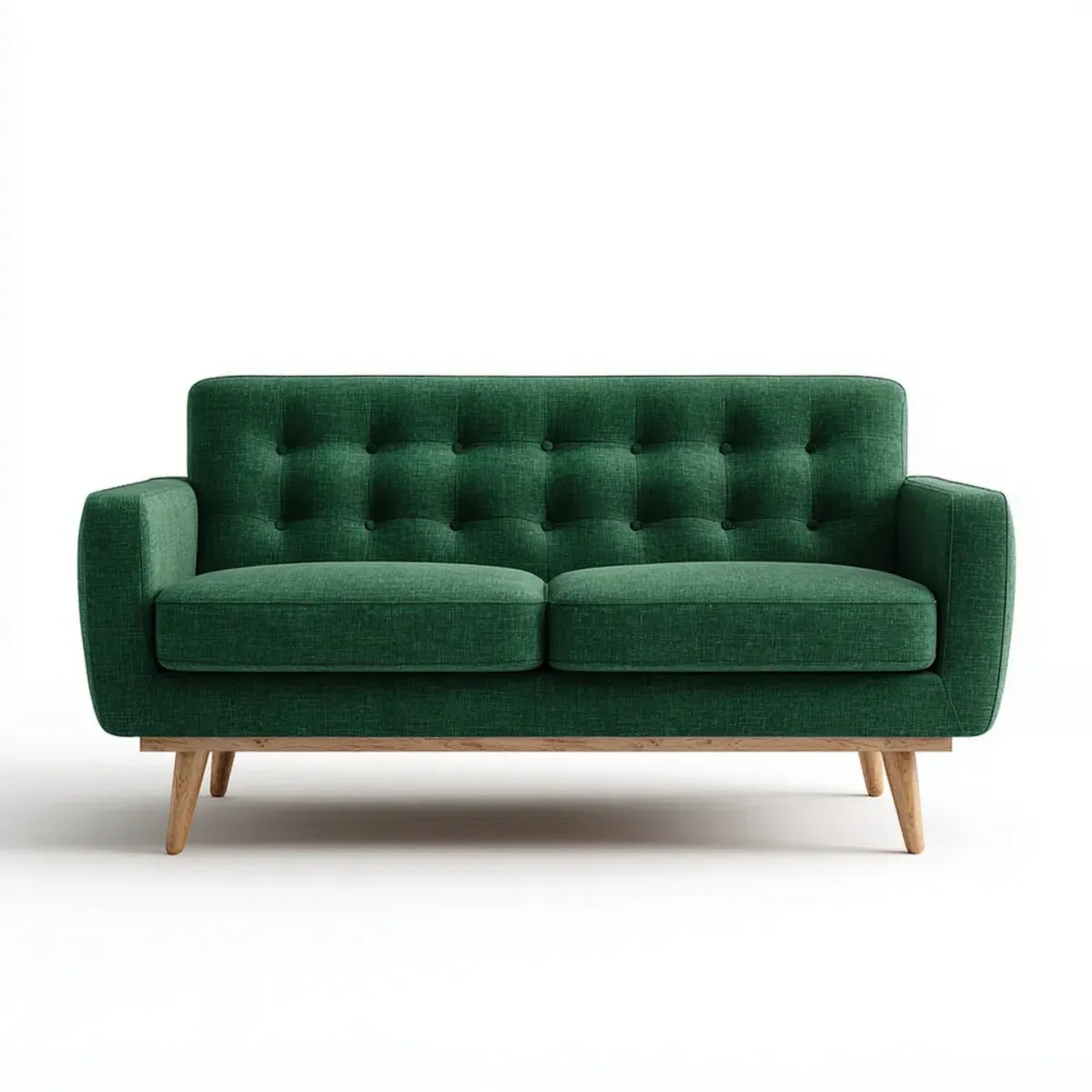 Canapé 2 places vert foncé 150 x 82 x 86 cm en polyester forme droite pieds en bois massif