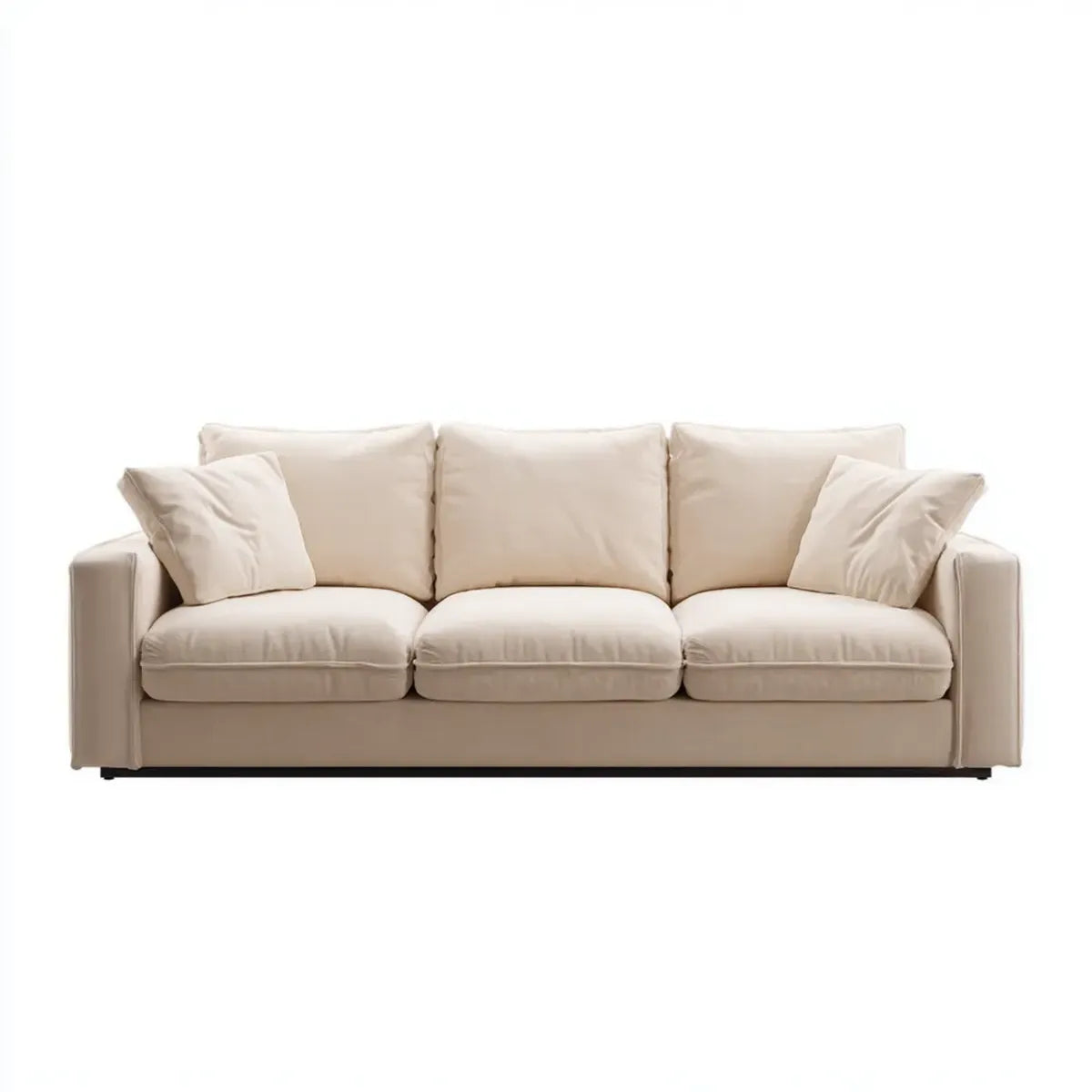 Canapé 3 places beige crème 220 x 95 x 85 cm en polyester forme droite