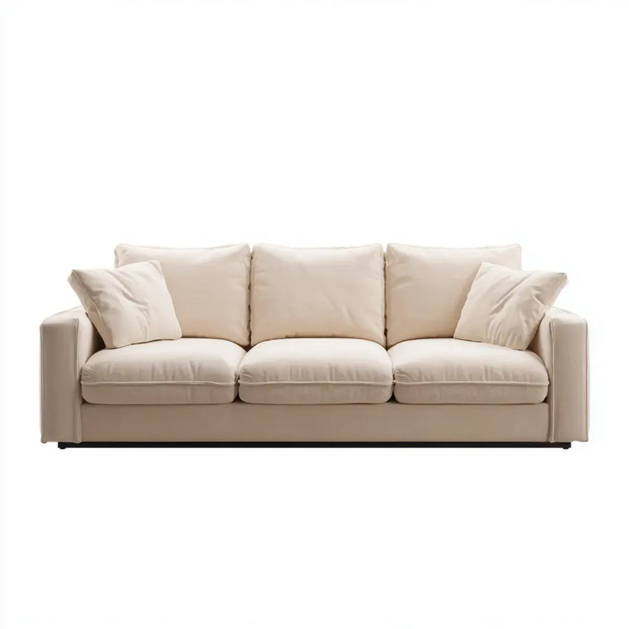 Canapé 3 places beige crème 220 x 95 x 85 cm en polyester forme droite